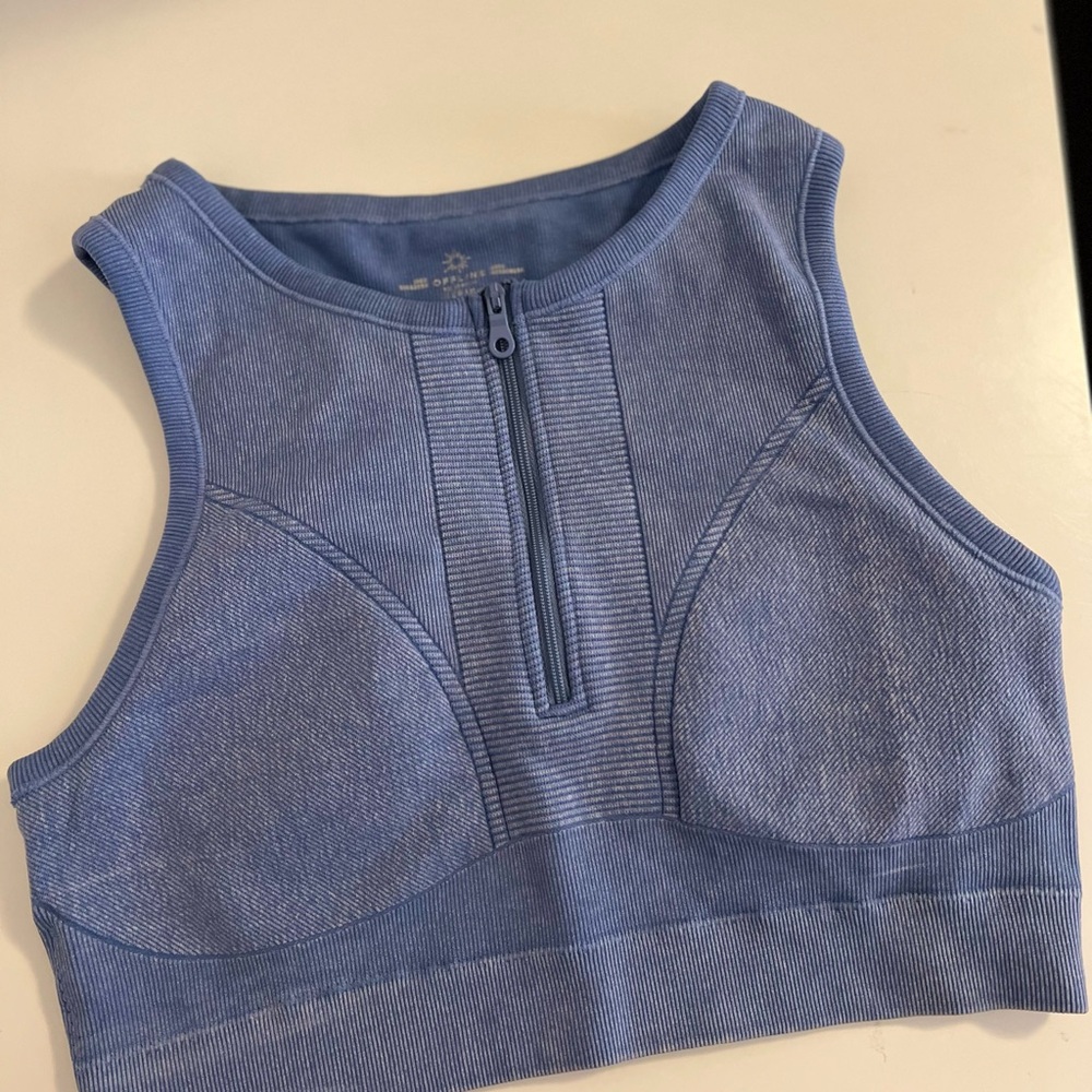 Aerie Blue OFFLINE Seamless Zip Front Sports Bra